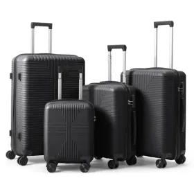 Non-TSA Customs Lock 4-in-1 PP Trolley Case, 16in, 20in, 24in, 28in, PP, Black (Option: defaulttitle)