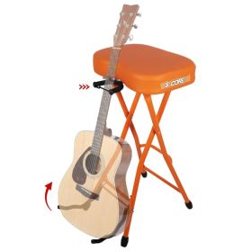 5Core Guitar Stool 3.15" Padded Chair Foldable Heavy Duty Music Seat Built In Foot Rest Guitar Stand (Option: Orange)
