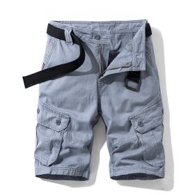 Solid Color Multi-pocket Cargo Shorts Men (Option: Grey-33)