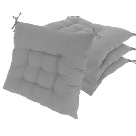4Pcs Chair Cushion Pads Pillow 17.72x17.72x2.37in Soft Tie On Square Sitting Mats For Home Office Car Sitting Travel(Thickened) (Option: ProGrey)