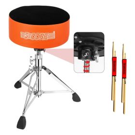 5 CORE Drum Throne Padded Guitar Stool Height Adjustable Heavy Duty Music Chair Seat Universal for Adults & Kids with Anti Slip Rubber Feet - DS (Option: Orange)
