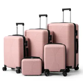 Non-TSA Customs Lock 5-in-1 PP Trolley Case, 12in, 16in, 20in, 24in, 28in PP Rose Color (Option: defaulttitle)