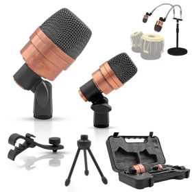 5 Core Tabla Mic Indian Instrument Microphone Set For Bayan & Dayan Dholak Uni-Directional Mridangam Mic For Recording Live Stage Temple & Classr (Option: TABLAMIC2XPCOPPEREX)