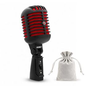 5Core Vintage Microphone Classic Dynamic Professional XLR Studio Retro Style Mic (Option: Chrome Black+Red)