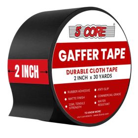 5 Core Gaffers Tape 2 Inch 30 Yards Professional Pro Gaff Tape Non Reflective Water Resistant (Option: GFFTPBLK)