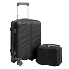 Non-TSA Customs Lock 2-in-1 PP Trolley Case, 12in/20in, PP, Black (Option: defaulttitle)