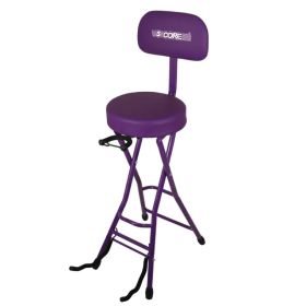 5Core Guitar Stool 3.15" Padded Chair W Backrest Foldable Music Seat Built In Foot Rest Guitar Stand (Option: Purple)