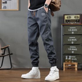 Men's Casual Sports Cropped Ankle-Tight Pants (Option: M66 Dark Gray-L)