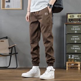 Men's Casual Sports Cropped Ankle-Tight Pants (Option: M66 Camel-5XL)