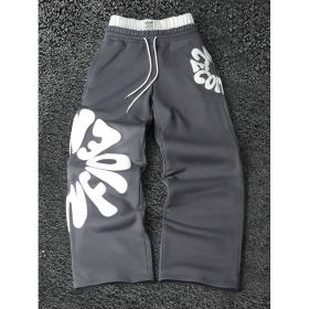 Womens And Mens Loose-fitting Straight-leg Sports Pants (Option: Dark gray-2XL)